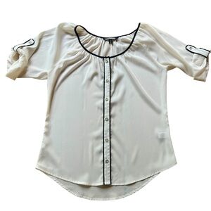 Express White Blouse with Black Trim